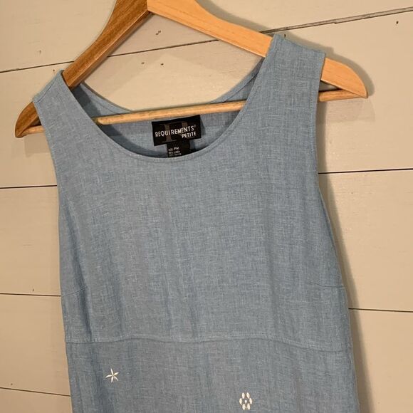 Vintage linen blend floral embroidered summer shift maxi dress cottage core - Picture 3 of 7